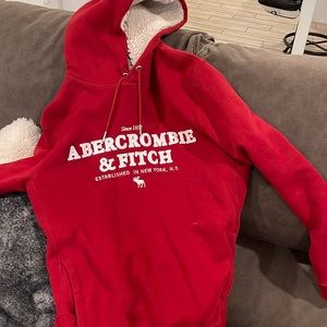 Men’s red Abercrombie and Fitch sweatshirt